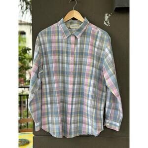 Vintage 90s Lemon Grass Women's XL Flannel Plaid Shirt Long Sleeve Button Down